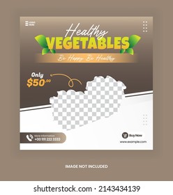 Healthy Fresh grocery vegetable social media post promotion template chocolate color