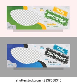 Healthy Fresh Spicy Restaurant Promotional Food Social media ads set Post and Cover set Vector Template Design. Facebook cover, Chicken fry, Delicious pizza, yummy Burger, hot pasta ads banner.