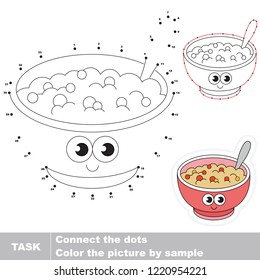 Healthy Fruit Breakfast Porridge. Dot to dot educational game for kids.