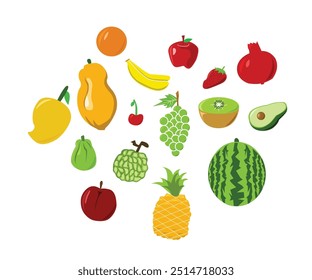 Ilustración vectorial de Paquete de Frutas Saludables