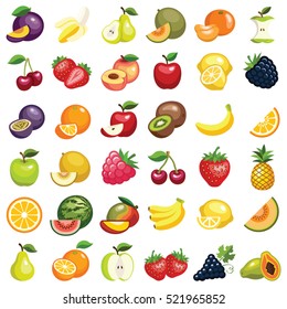 Healthy fruit food icon collection - vector illustration