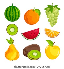 Healthy fruit food icon collection. Vector illustration