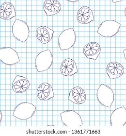 Healthy fruit hand drawn seamless vector texture. Sketch of background with different fruits. 