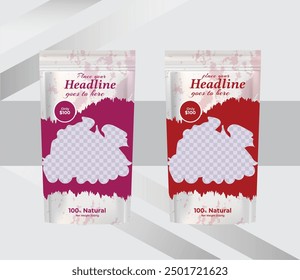 healthy fruit juice product packaging stand up pouch template design
