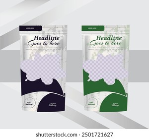 healthy fruit juice product packaging stand up pouch template design
