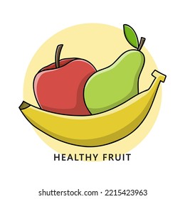 Healthy Fruit Logo. Food and Drink Illustration. Nutrition and Vitamin Food Icon Symbol