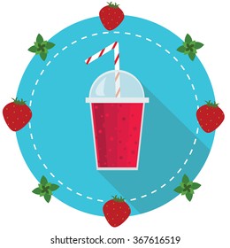 healthy fruit smoothie in flat style