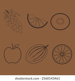 A healthy fruits cut and arranged in the shape of pie chart on grey background