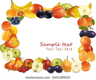 Healthy Fruits Vegetables Border Frame Stock background