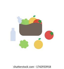 healthy fruits and vegetables food basket, be healthy and stay safe concept, logo design for grocery stores and delivery companes 