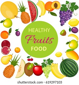 Healthy fruits and vegetarian food banners on green blackboard. Fresh organic food, healthy eating vector background with place for text. Fresh organic food, healthy eating . 