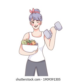 Healthy girl character design of vector. World health day.