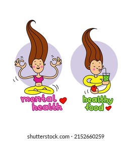 Healthy girl color vector illustration isolated on white background