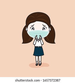 Healthy girl in medical protection mask