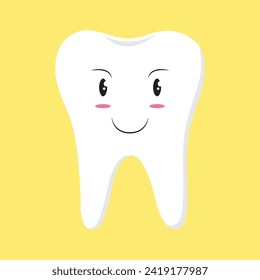 healthy and good teeth. dental health conditions. happy, funny, cute, and adorable tooth character. smile. Outline illustration design. vector