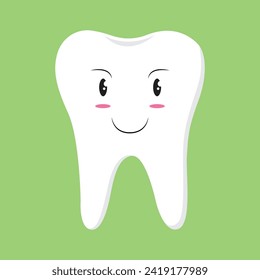 healthy and good teeth. dental health conditions. happy, funny, cute, and adorable tooth character. smile. Outline illustration design. vector