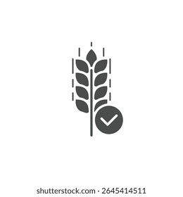 Healthy Grain Wheat Stalk Solid Depiction Checkmark Organic Food Certified Quality