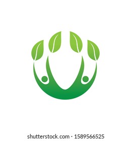 healthy green food nutrition for beauty and herb medicine vector logo design template