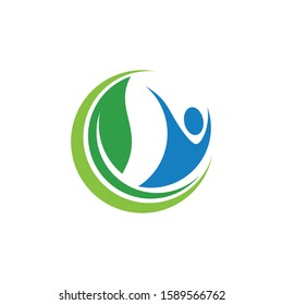healthy green food nutrition for beauty and herb medicine vector logo design template
