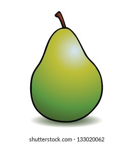 Healthy green pear with cartoon outline.