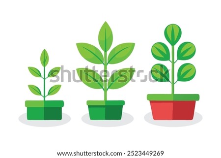 
Healthy green plant flat vector illustration on white background
