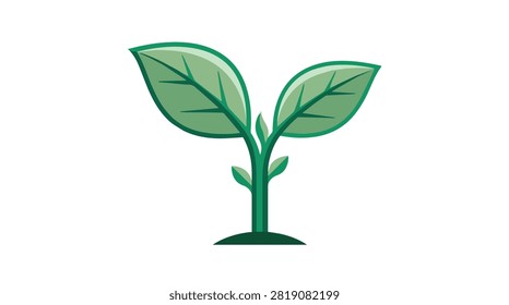 Healthy green sprout with lush leaves emerging from soil representing growth vitality and environmental sustainability in nature setting