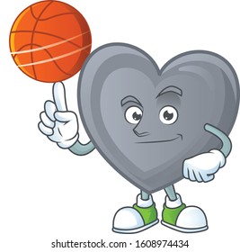 a Healthy grey love cartoon character playing basketball
