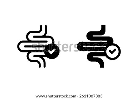 healthy gut icon set. Represents digestive health, gastroenterology, intestinal wellbeing, and medical checkup. suitable for health and wellness related designs
