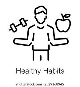 Healthy habits icon in outline style 