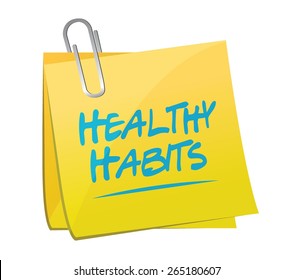 healthy habits memo post sign concept illustration design over white