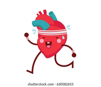 Healthy Happy And Cute Human Anatomy Illustration Cartoon - Healthy Exersice Heart