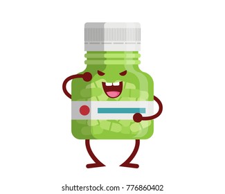 Healthy Happy And Cute Medicine Bottle Illustration Cartoon