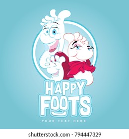 Healthy happy foots cartoon character logo illustration