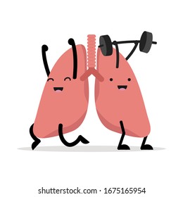 healthy happy lungs cartoon vector 