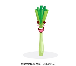Healthy Happy Organic Vegetable Character Illustration - Leek