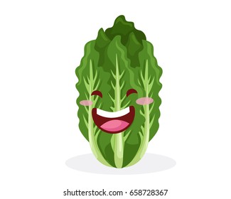 Healthy Happy Organic Vegetable Character Illustration - Cabbage
