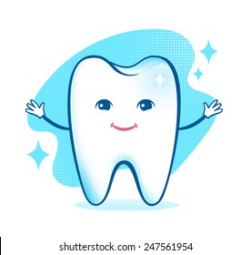 Healthy happy tooth character. Vector illustration.