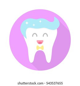 Healthy And Happy Tooth Icon. Logo For Your Business. Easy To Use