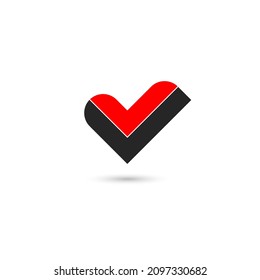 Healthy heart with checkmark symbol. Isolated on white background. Vector illustration, eps 10.