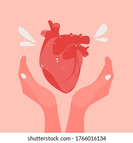 Healthy Heart Concept Art. Disease Inspection And Prevention. Medical Banner.