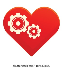 Healthy heart gear wheels icon. Cartoon of healthy heart gear wheels vector icon for web design isolated on white background