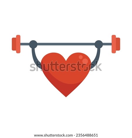 Healthy heart icon flat vector. Medical health. Strong heart barbell isolated