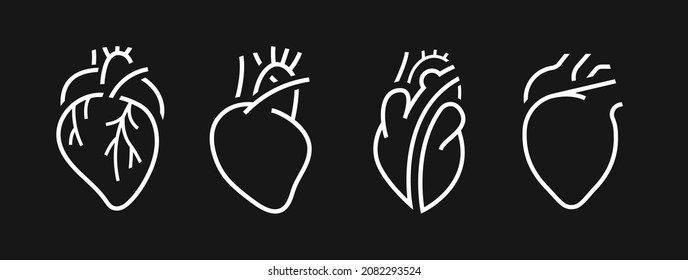 Healthy Heart Icon, Internal Human Organ Of Cardiovascular Blood Circulation System. Anatomical Vector Illustration For Medical Health App, Pulse, Cardio Rhythm Measure Application, Cardiology Website