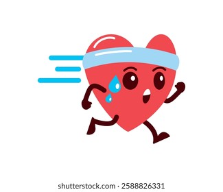 Healthy heart jogging with headband illustration