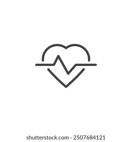 Healthy Heart line icon. linear style sign for mobile concept and web design. Heart with a heartbeat line vector icon. Pulse symbol, logo illustration. Vector graphics