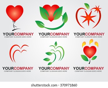 Healthy heart logo set