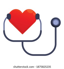 Healthy heart stethoscope icon. Cartoon of healthy heart stethoscope vector icon for web design isolated on white background