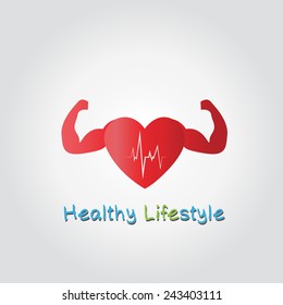 Healthy Heart With Strong Arms Concept Of Fitness