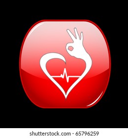 Healthy heart symbol/icon/button