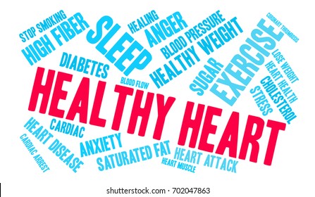 Healthy Heart word cloud on a white background. 